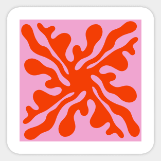 Pink and Orange 70s Retro Abstract Shape Sticker